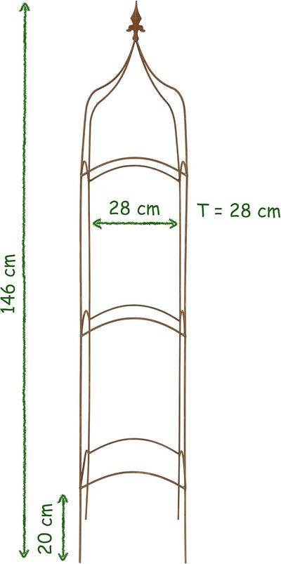 Gerry Rankgitter Rankhilfe Obelisk quadratisch m. Lilie Rankgerüst Metall Eisen Rost Deko (146cm hoc