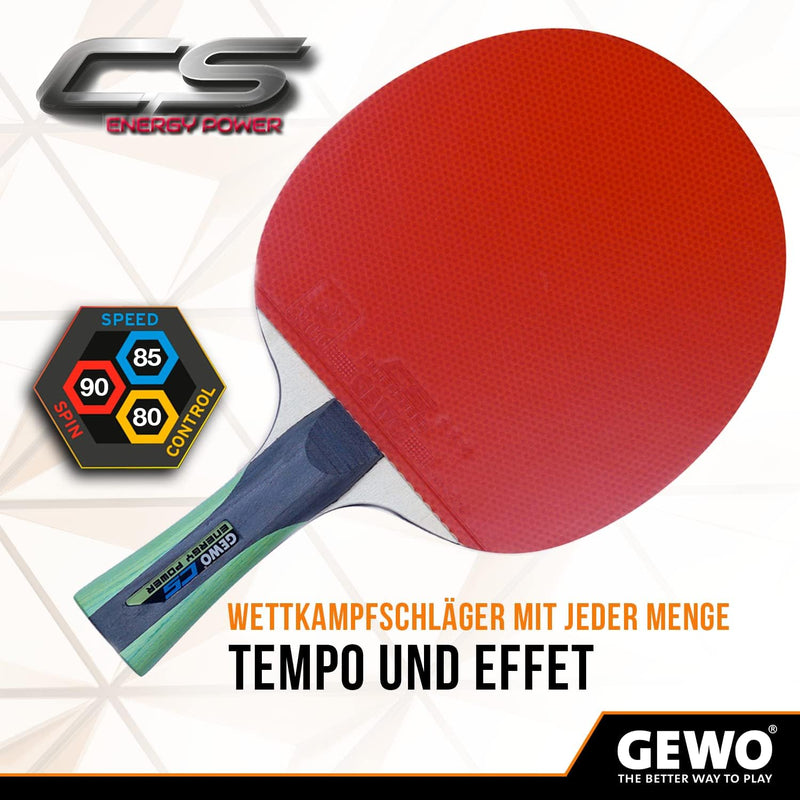 GEWO CS Energy Power - Tischtennis-Schläger - Profi-Tischtennisschläger, ITTF genehmigt - Schläger m