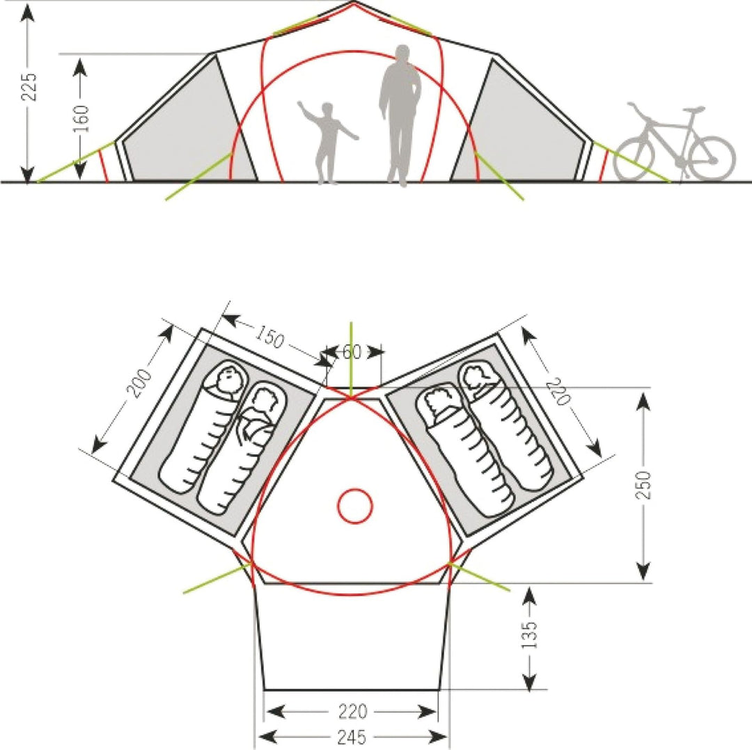 Vaude Zelt Badawi 4 Personen Familienzelt, sand, WS=3.000 mm