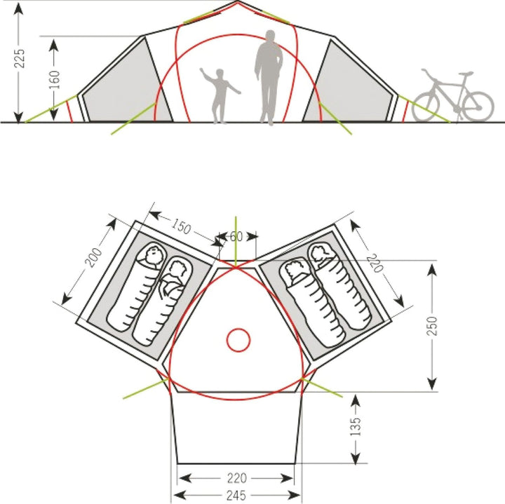 Vaude Zelt Badawi 4 Personen Familienzelt, sand, WS=3.000 mm