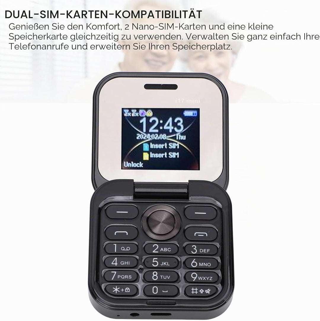 Entsperrtes Klapphandy für Senioren, ältere Menschen, 2G Basic, Einfach zu Bedienendes, Kleinstes Mo