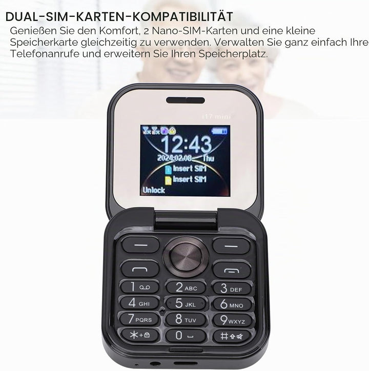 Entsperrtes Klapphandy für Senioren, ältere Menschen, 2G Basic, Einfach zu Bedienendes, Kleinstes Mo
