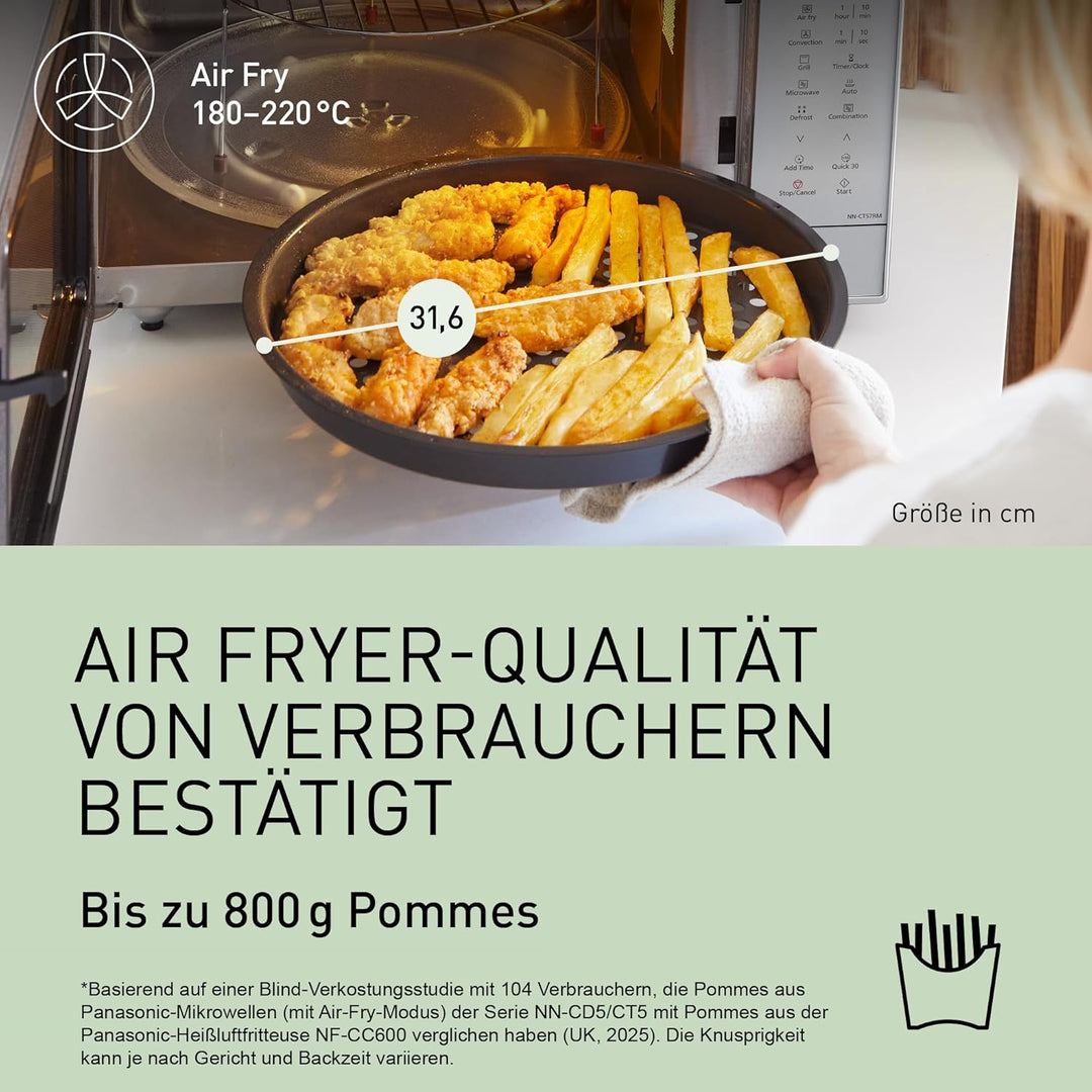 Panasonic NN-CT57RMEPG 27L 4-in-1 Kombimikrowelle mit Airfryer, 1000W Inverter, 19 Automatikprogramm