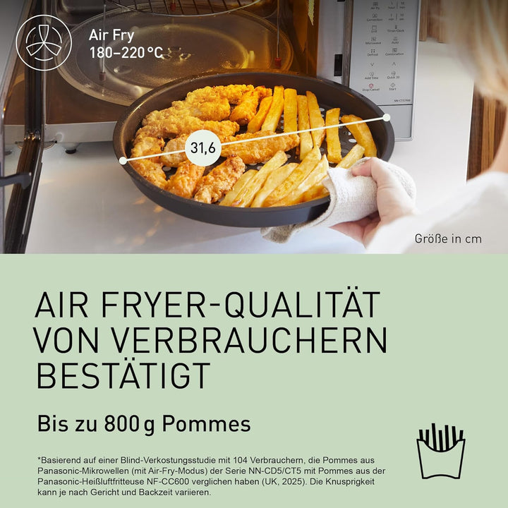 Panasonic NN-CT57RMEPG 27L 4-in-1 Kombimikrowelle mit Airfryer, 1000W Inverter, 19 Automatikprogramm