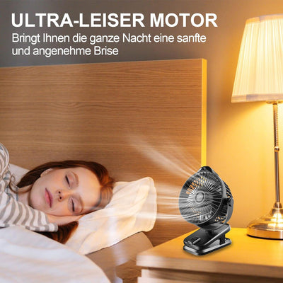 8000mAh Mini USB Clip Ventilator Akku, Klein Tischventilator leise mit Fernbedienung, LED-Anzeige, 5