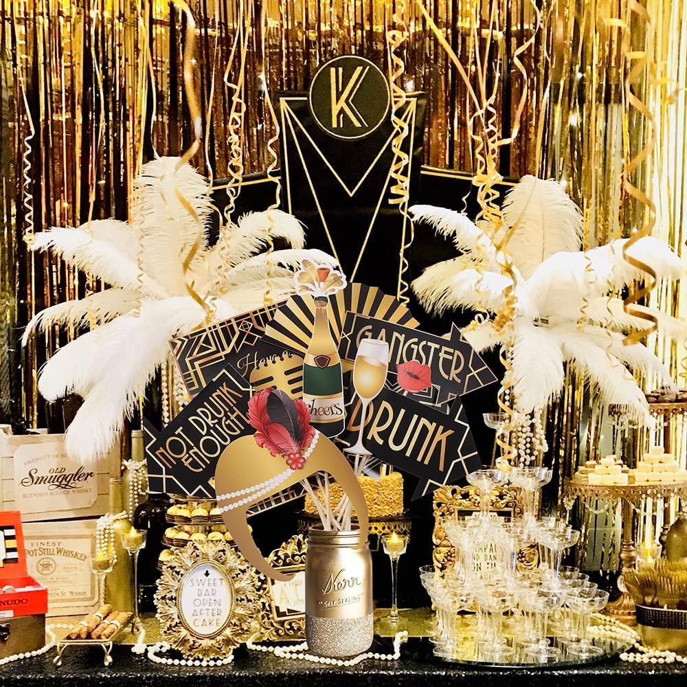 42 stück 20er Jahre Foto Booth, 1920er Jahre Gatsby Photo Booth Requisiten für Geburtstag Hochzeit P