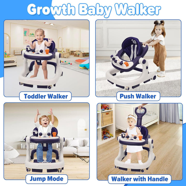 Siairo 3 in 1 Lauflernhilfe Baby Lauflernhilfe mit einstellbarer Höhe & Geschwindigkeit Rollen, Lich