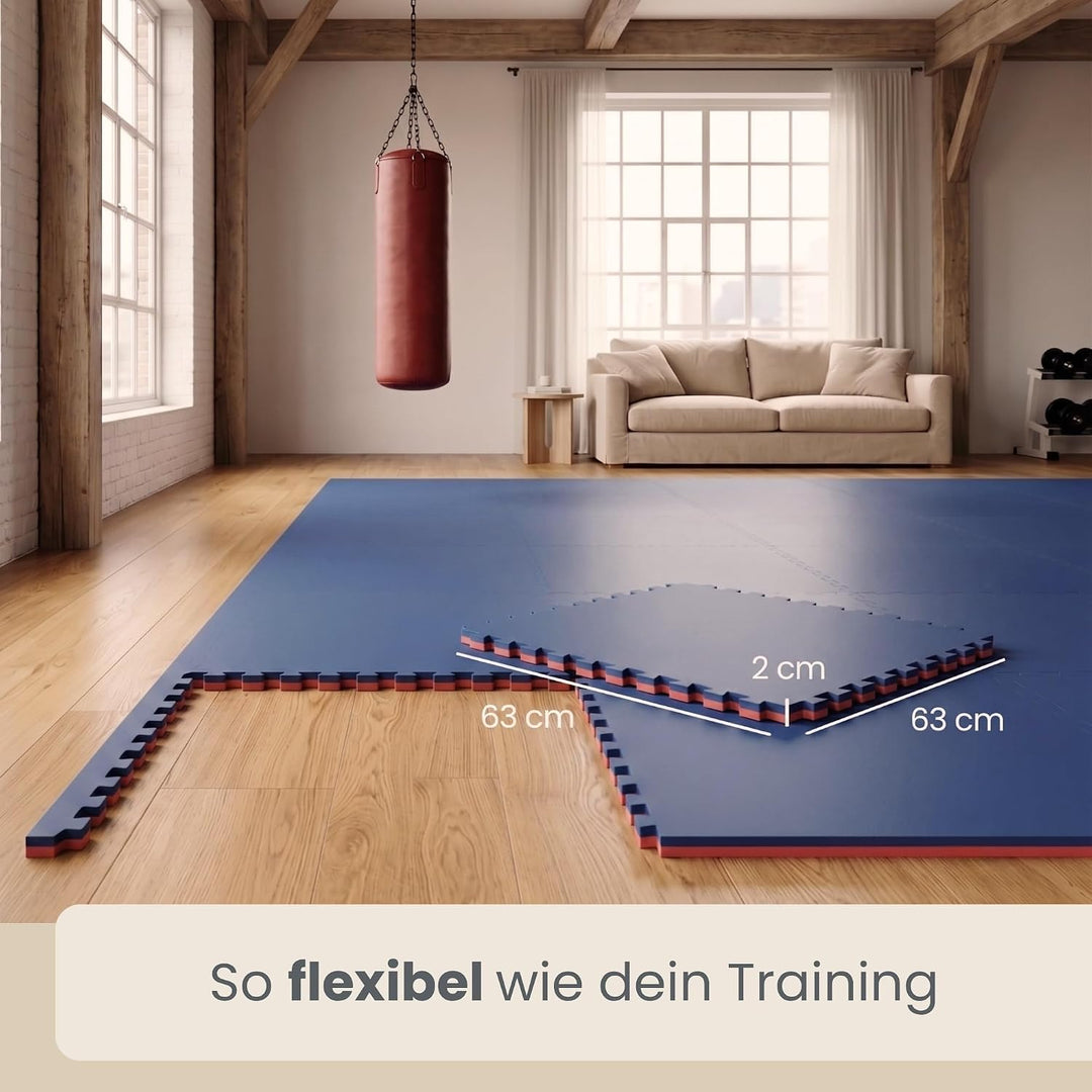 eyepower Profi Kampfsportmatte Dicke 2cm - Judo Matten für Zuhause 63x63cm - Tatami Matte Home Gym M