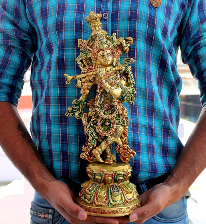 eSplanade - Messing Krishna - mittlere Grösse - Messing Kishan Krishna Murti Idol Statue Skulptur (1
