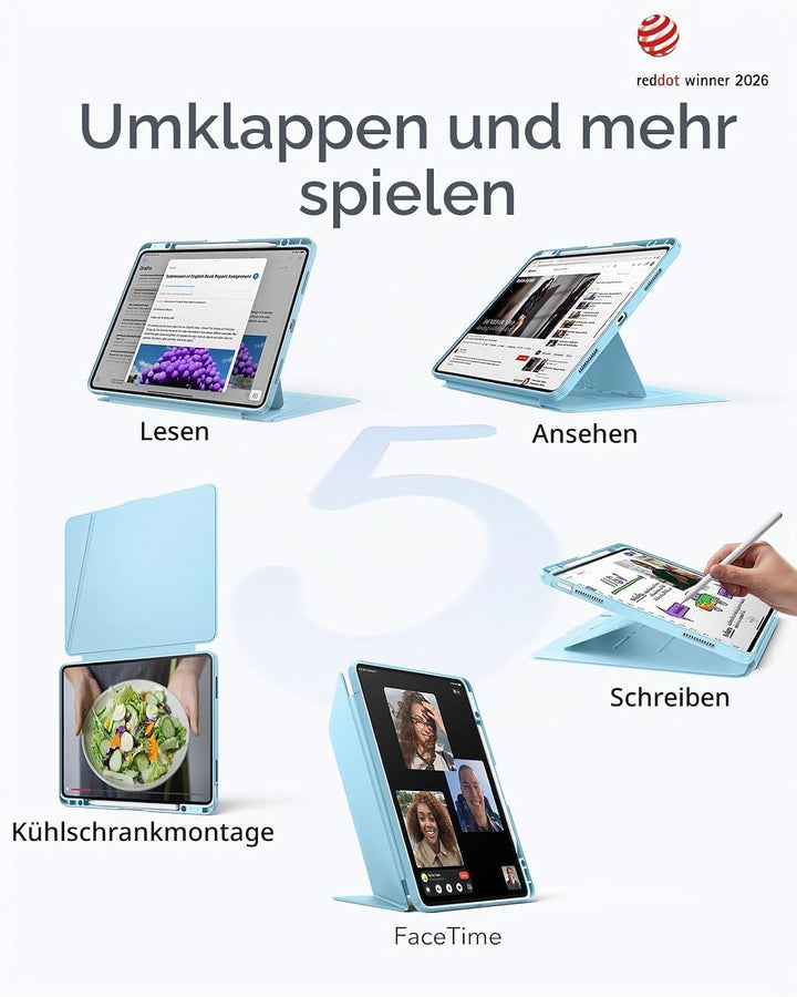 ESR Hülle für iPad Air 13 Zoll (2026/2025/2024) M4/M3/M2, Vertikale Stand, Mehrere Standwinkel, Ultr