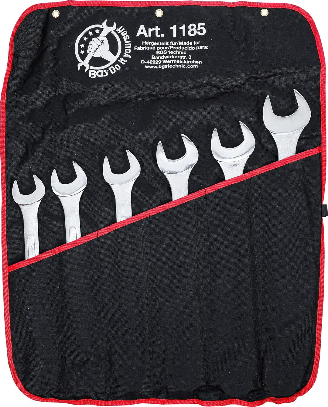 BGS Diy 1185 | Maul-Ringschlüssel-Satz | 6-tlg. | XXL | SW 34 - 50 mm | inkl. Tetron-Rolltasche 6-tl