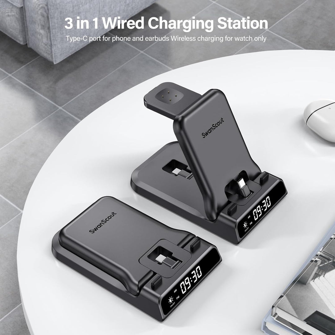 3 in 1 Ladestation für Google Pixel Watch 3/2, 25W USB C Fast Charger für Google Pixel 10 Pro/10 Pro