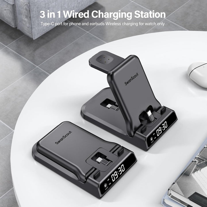 3 in 1 Ladestation für Google Pixel Watch 3/2, 25W USB C Fast Charger für Google Pixel 10 Pro/10 Pro