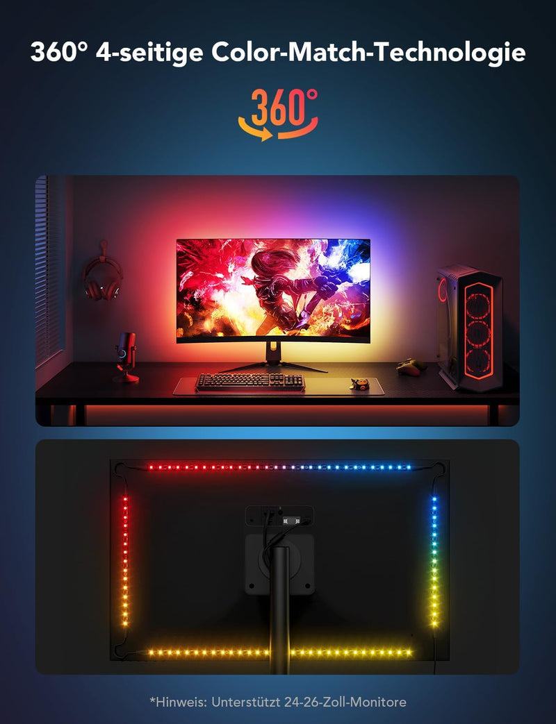 Govee Gaming Light Strip G1, LED Strip PC Hintergrundbeleuchtung, Smart RGBIC LED Streifen für 24-26