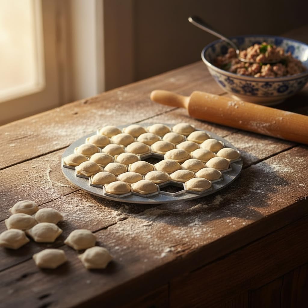 Ravioli-Knödelform, russischer Pelmeni-Maker, 37 Löcher, Metall-Ravioli-Macher, Pelmeni-Fleischknöde