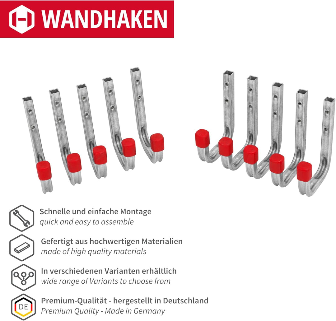 Gedotec 10 x Wandhaken | Montagehaken Masse A x L 80 x 120 mm | Befestigungshaken zum Schrauben | Tr