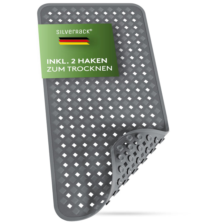 SilverRack Badewannenmatte 88x40 cm (Anthrazit RAUTEN) - Antirutschmatte Badewanne BPA frei für Kind