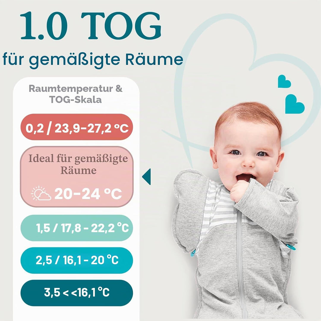 Love To Dream Pucksack Baby, Mittel (6-8,5kg), Idealer Stoff für Moderate Temperaturen (20-24°C), Ar