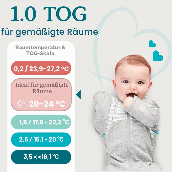 Love To Dream Pucksack Baby, Mittel (6-8,5kg), Idealer Stoff für Moderate Temperaturen (20-24°C), Ar