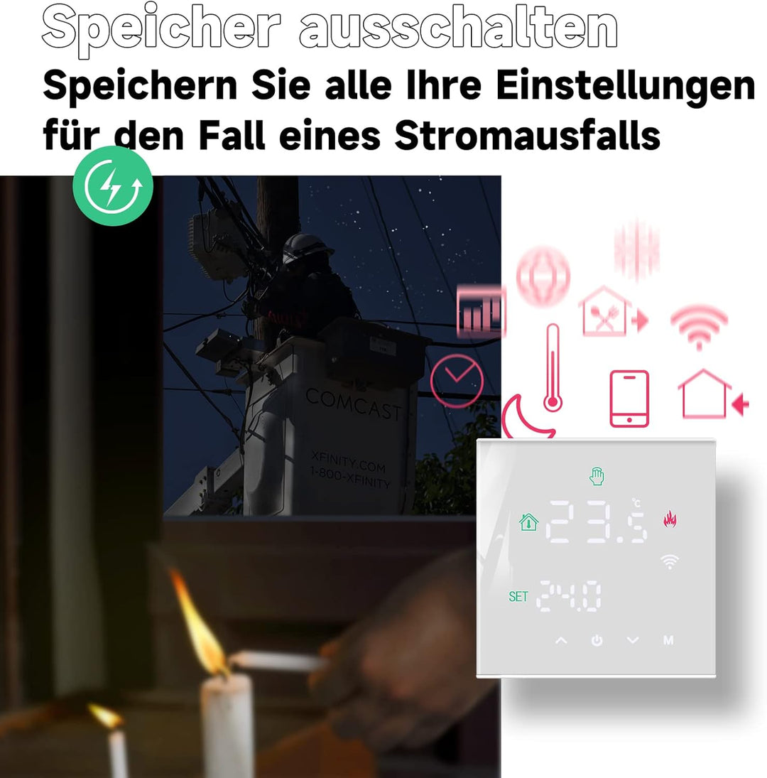 Beok Tuya Raumthermostat Fussbodenheizung, Thermostat Fussbodenheizung Elektrische Smart WiFi Heizun