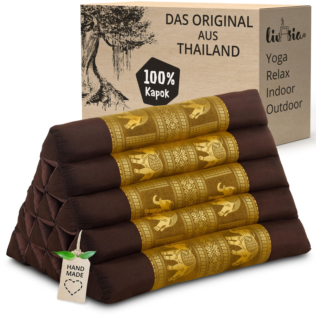 livasia Rückenstützkissen extrahoch mit Thaiseide - 38x55x35cm - Dreieckskissen für Garten/Balkon, K