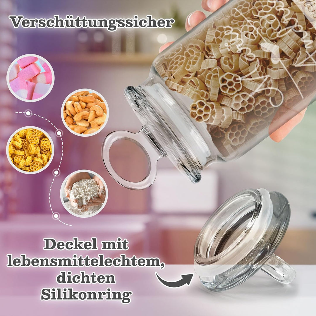 Print Royal PR Personalisierte Keksdose aus Glas mit Gravur - 1100 ml - 365 Gründe warum ich dich Li