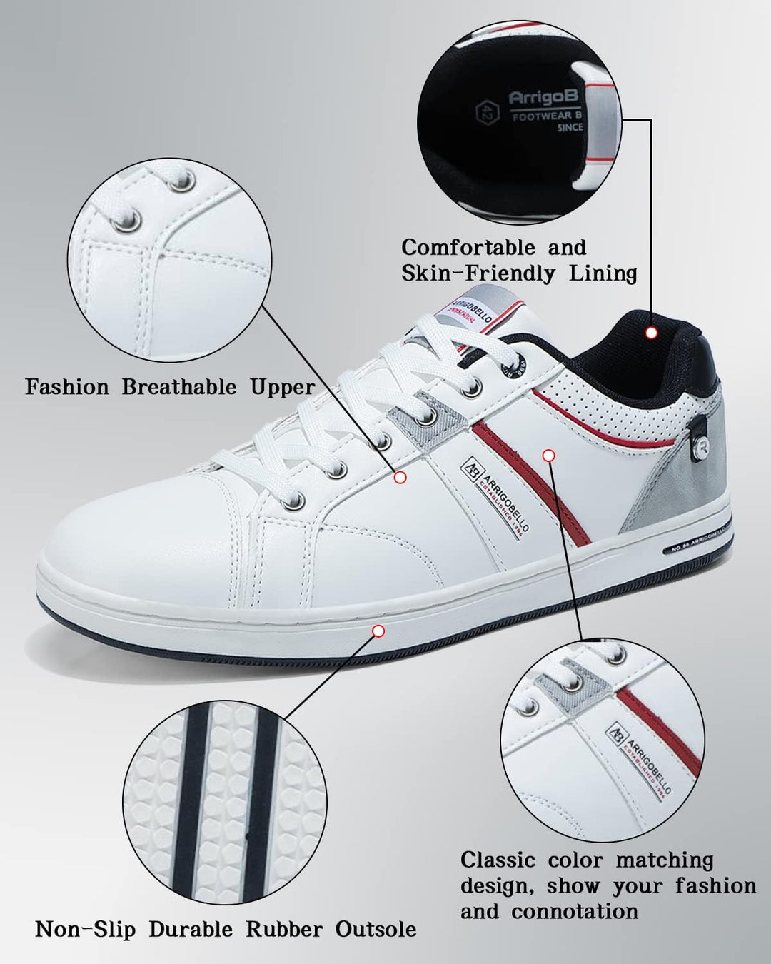ARRIGO BELLO Herren Freizeitschuhe Schuhe Sneakers Wanderschuhe Leders Laufschuhe Leichtgewicht Outd