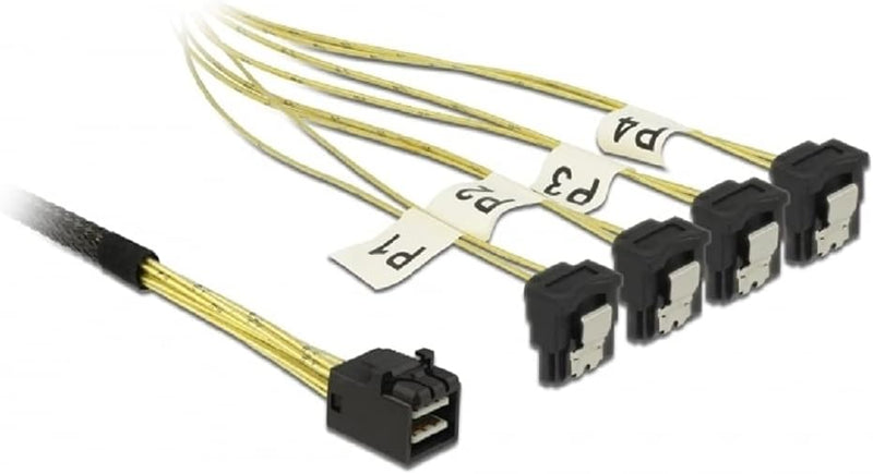 DeLock Kabel Mini SAS HD SFF-8643 > 4 x SATA 7 Pin gewinkelt 1 m