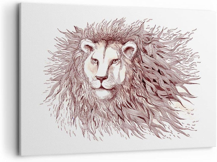 Bilder auf Leinwand 100x70cm Leinwandbild Löwe König Tierwelt Pelz Gross Wanddeko Bild Schlafzimmer