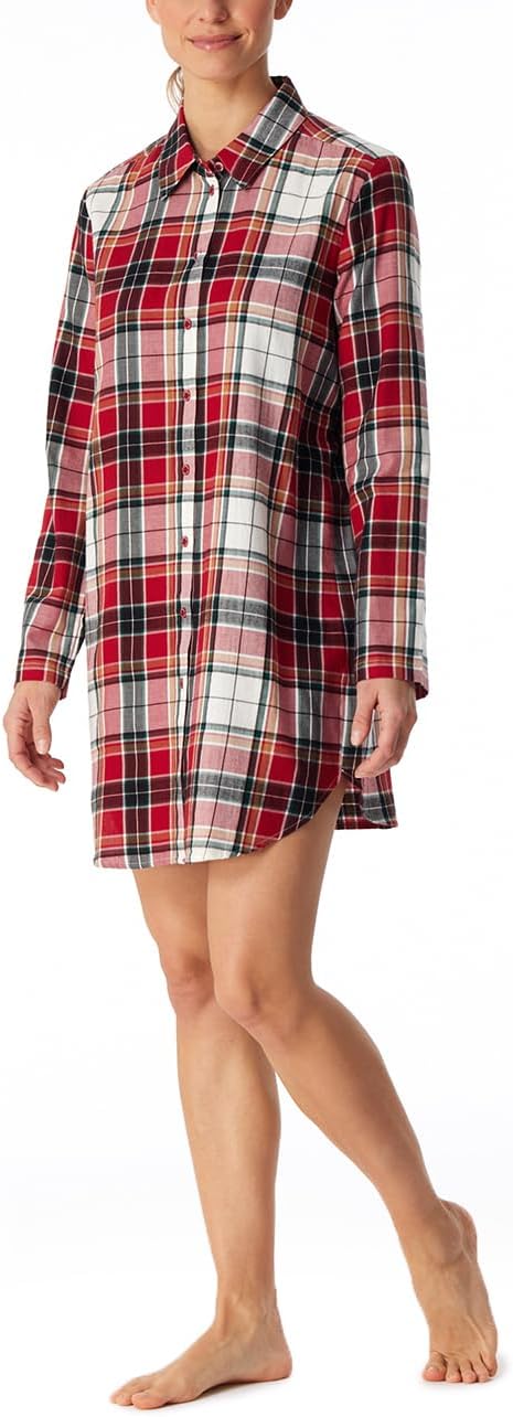 Schiesser Damen Nachthemd langarm Bauwolle 90cm - Xmas Gifting Set 40 Kariert, 40 Kariert
