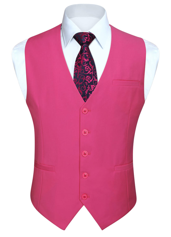 HISDERN Herren Formale Hochzeit Party Weste Baumwolle Einfarbig Weste XXL Z1 - Fuchsia, XXL Z1 - Fuc