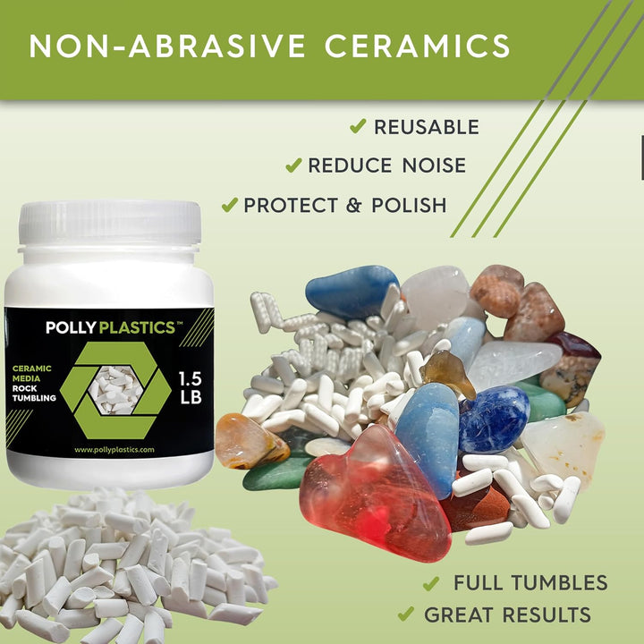 Polly Plastics Rock Tumbler Media Grit Kit & Keramik-Füller in strapazierfähigen wiederverschliessba