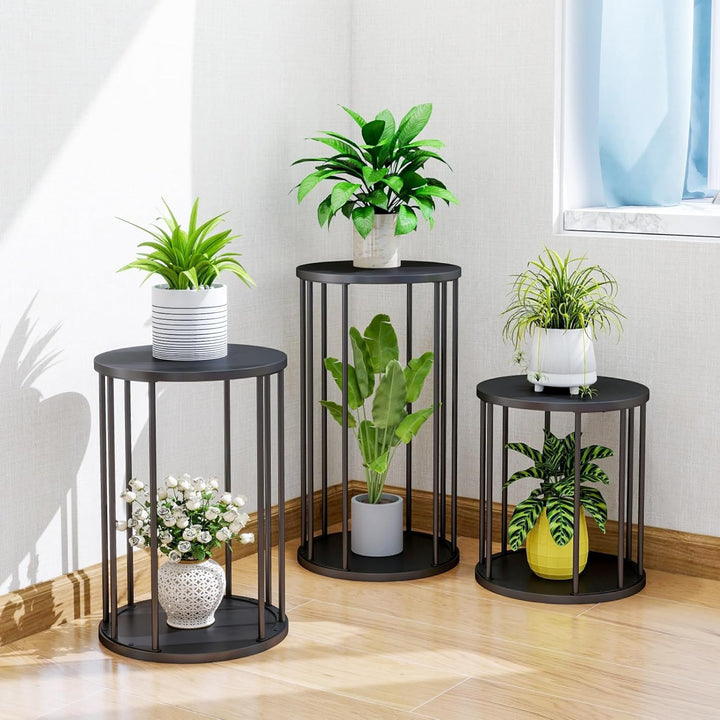 HDANI 3er-Set Rund Pflanzenständer Metall 35/45/55cm,Solider und Robuster Blumenständer für Wohnzimm