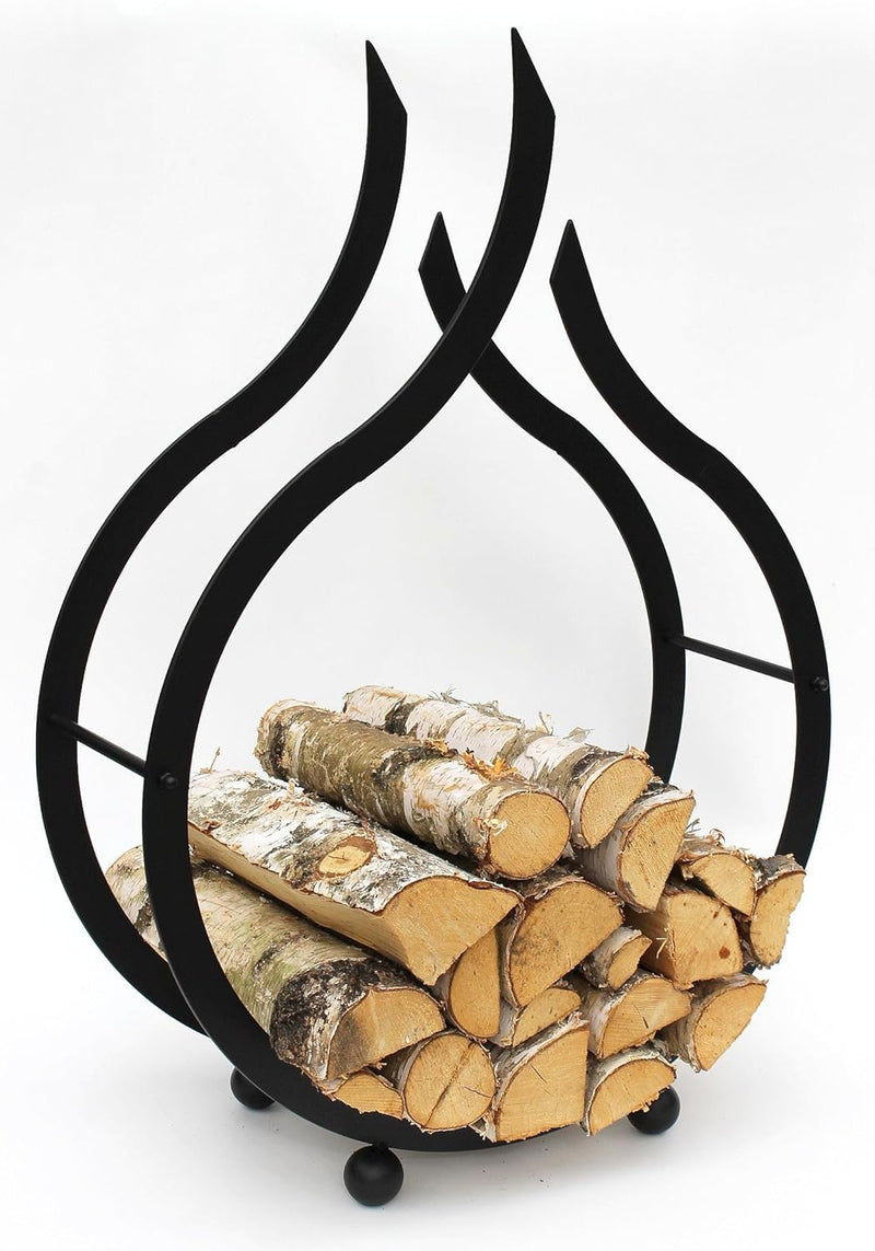 DanDiBo Kaminholzregal Innen Schwarz Kaminholzständer Flamme 78 cm Holzkorb Kaminholzhalter Feuerhol