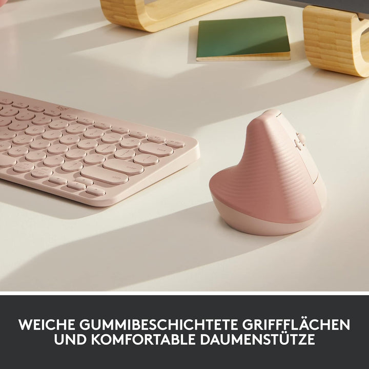 Logitech Lift Vertikale Ergonomische Maus, Kabellos, Bluetooth oder Logi Bolt USB-Empfänger, Leise K
