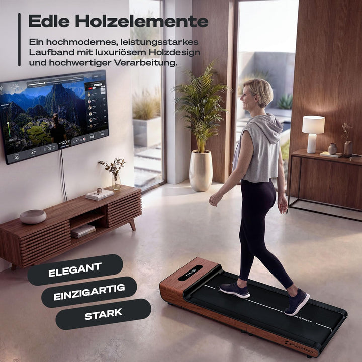Sportstech Walking Pad für Zuhause klappbar, bis 8 km/h, Schrittezähler, für Schreibtisch und Büro,
