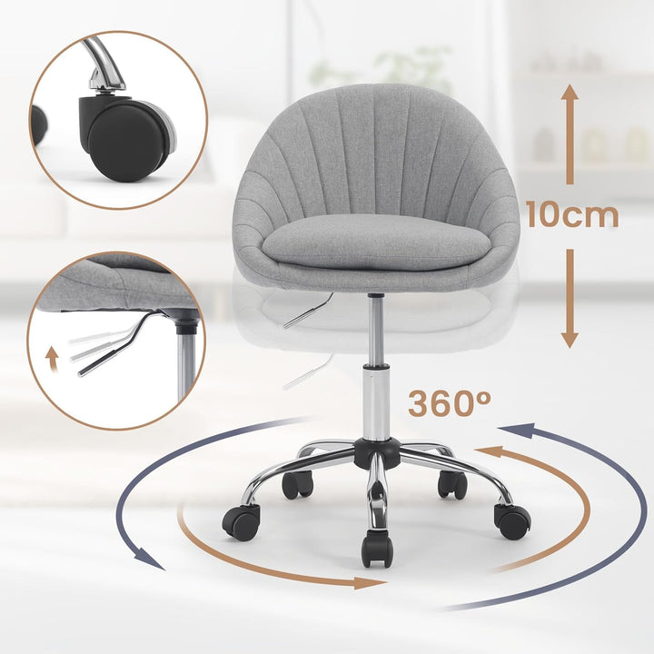 WOLTU Homeoffice Stuhl, Bürostuhl ergonomisch, Schminkstuhl drehbar, Drehstuhl mit Rollen, Schreibti