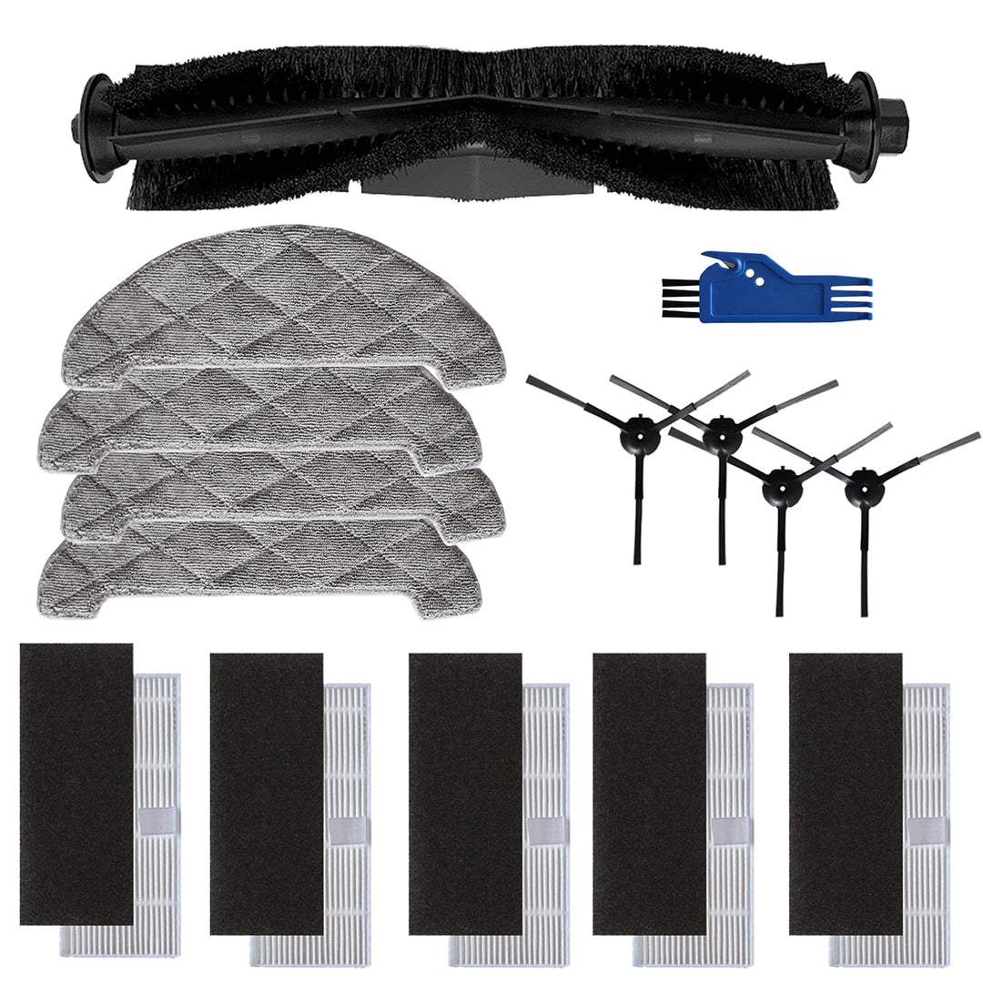 TeKeHom Zubehör-Set für Ultenic D5/D5s, 4 Seitenbürsten, 1 Rollbürste, 4 Wischtücher, 5 Filter Robot
