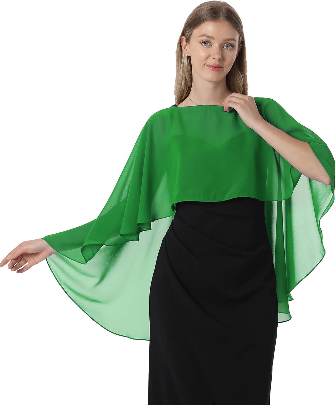 Damen Chiffon-umhang001 Pashmina-Schal Einheitsgrösse Grün, Einheitsgrösse Grün