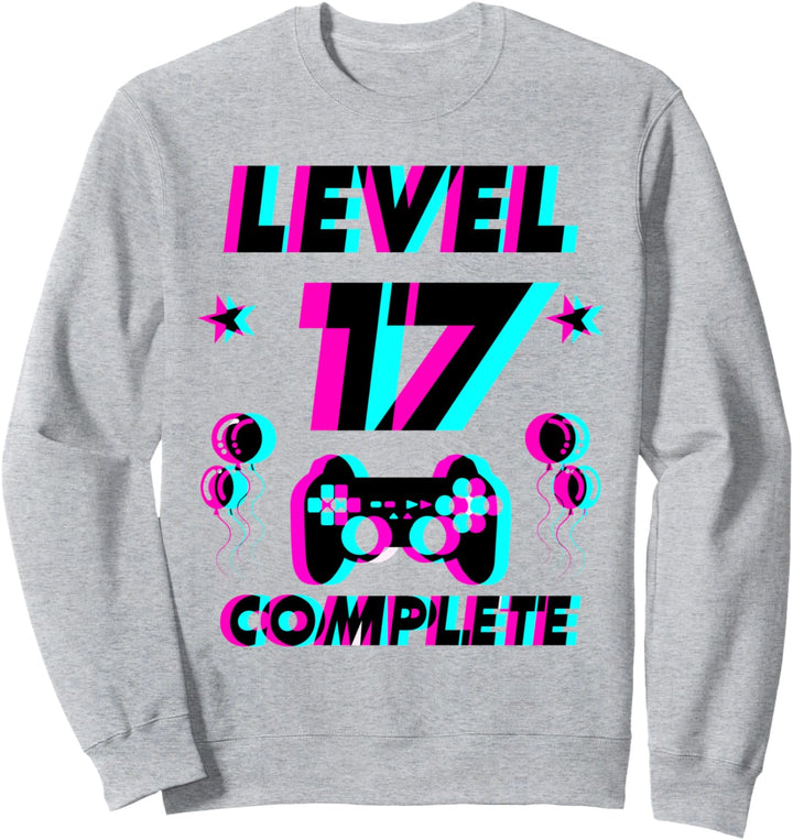 Level 17 Complete 17. Geburtstag - Zocker Gaming Vaporwave Sweatshirt