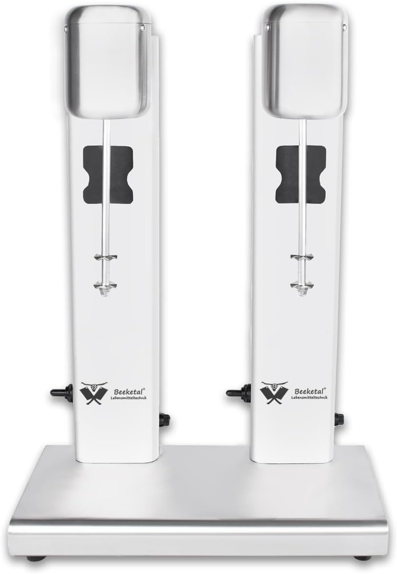 Beeketal 'BMS-2' Profi Gastro Doppel Milchshaker Mixer aus Edelstahl mit 2 Geschwindigkeitsstufen in