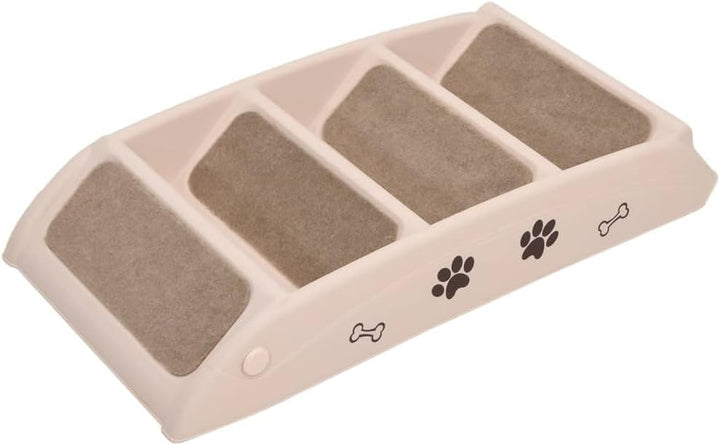 Hundetreppe Klappbar Creme 62x40x49,5 cm mit rutschfesten Füssen und Stufen für Senioren, Tiere und