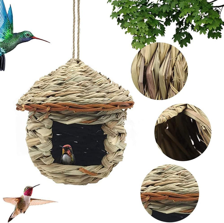 Vogelnest Gras, 2 Stück Gras Bird Nest, Handgewebte Vogelhäuser, Verschleissfest Hängender Vogelnest