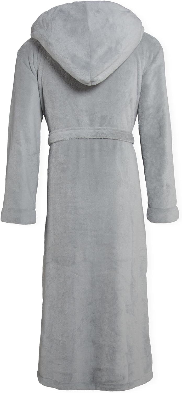 CelinaTex Texas Bademantel Kapuze M grau creme weiss Mikrofaser Damen Herren Morgenmantel Coral Flee