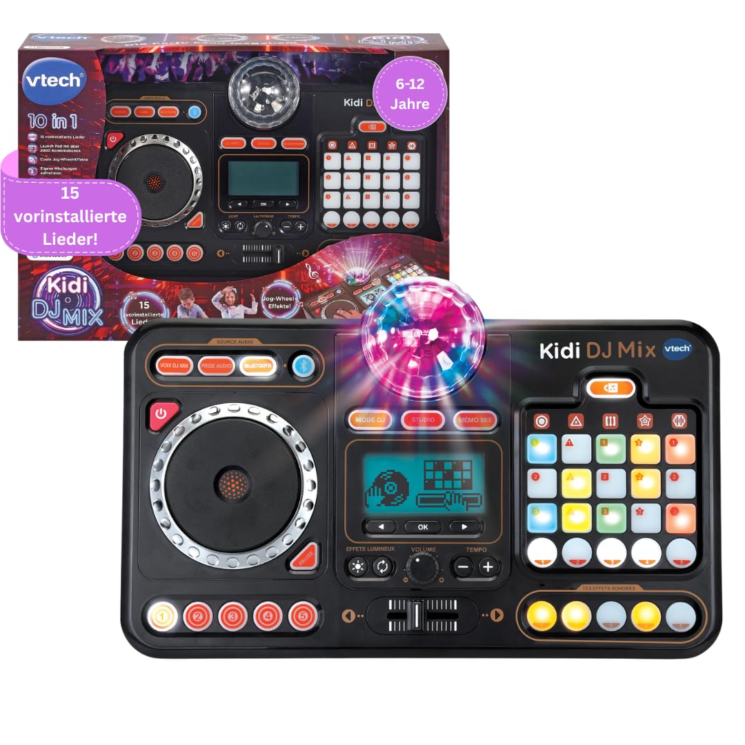 VTech Kidi DJ Mix – 10-in-1 DJ-Mischpult mit Jog-Wheel und vielen Effekten zum Bearbeiten der Musik