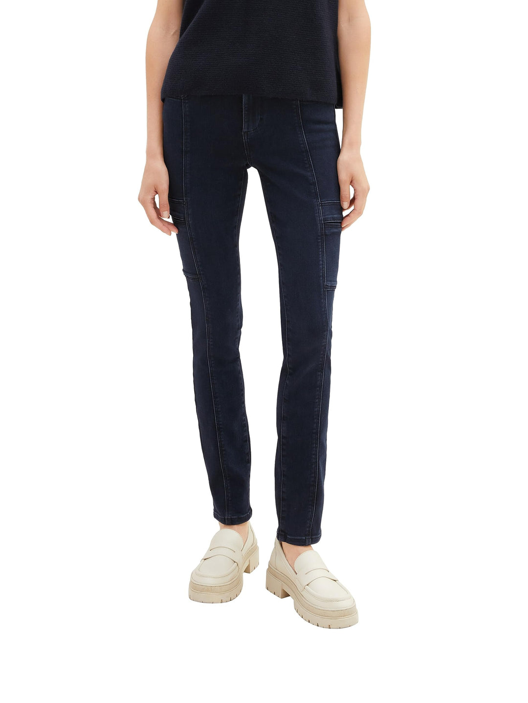TOM TAILOR Damen Alexa Slim Cargo Jeans 28W / 30L 10173 - Dark Stone Blue Black Denim, 28W / 30L 101