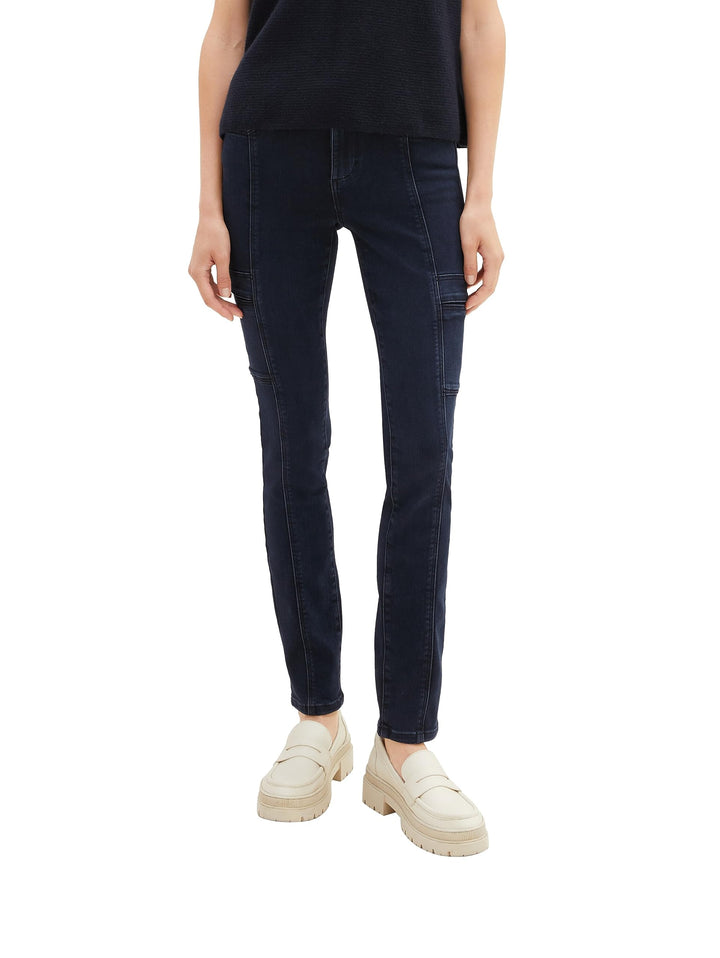 TOM TAILOR Damen Alexa Slim Cargo Jeans 28W / 30L 10173 - Dark Stone Blue Black Denim, 28W / 30L 101