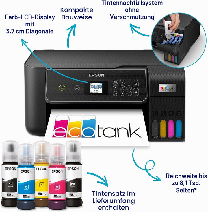 Epson EcoTank Printer | L3280 | Inkjet | Farbe | A4 | Wi-Fi | Schwarz