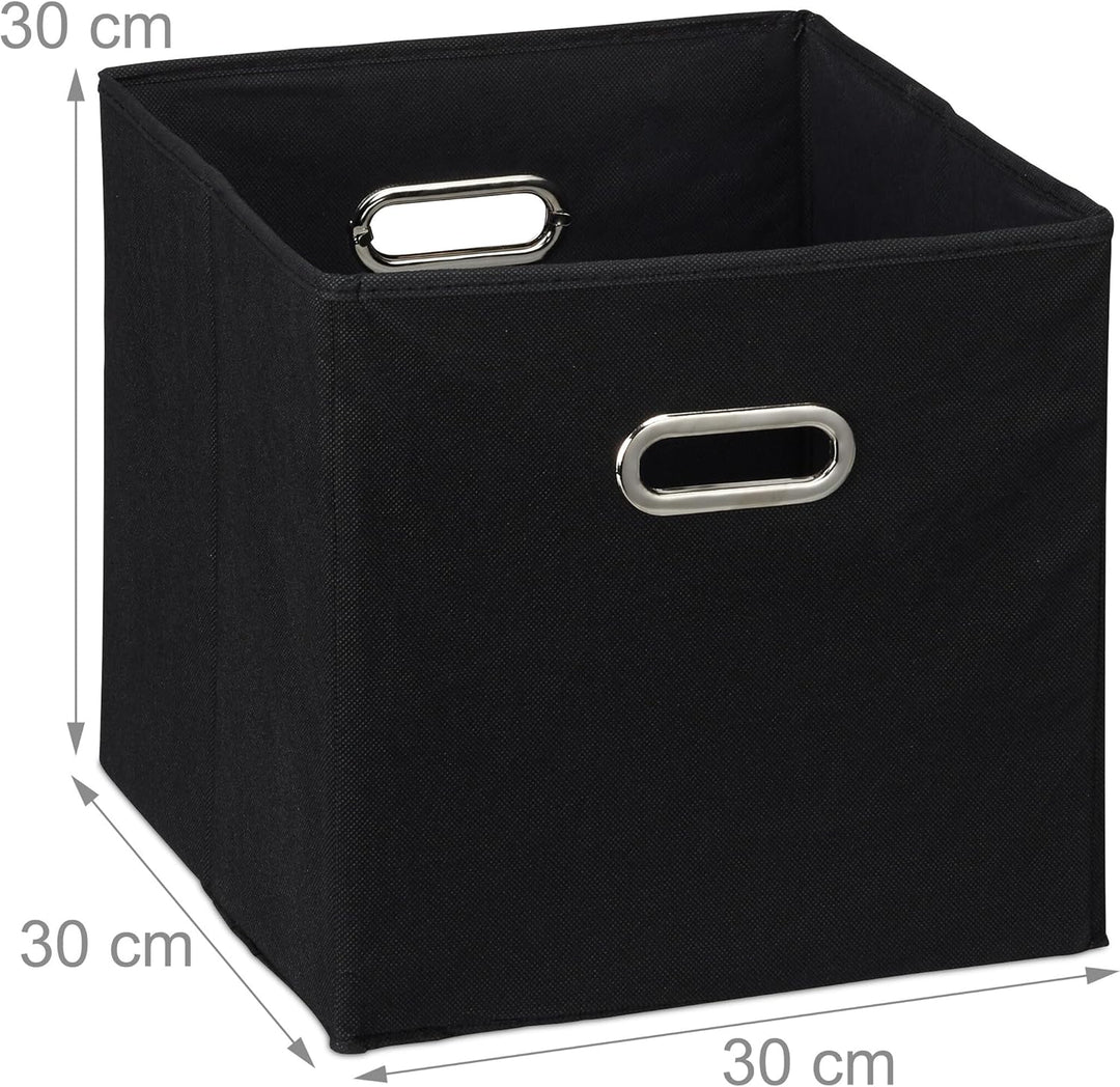 Relaxdays Aufbewahrungsbox 4er Set, Faltbare Regalboxen, HxBxT: 30x30x30 cm, mit Griffen, Faltboxen