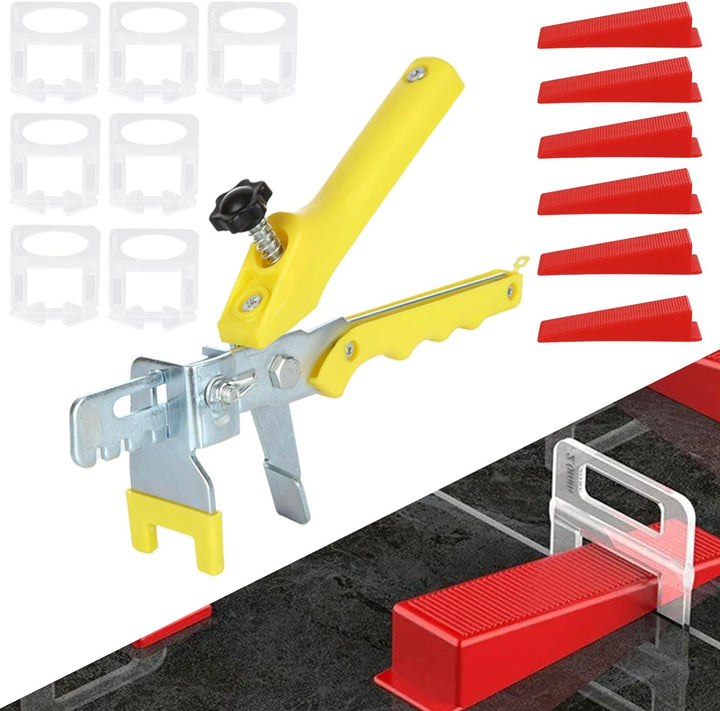 MIVIDE Fliesen Nivelliersystem, 2mm Fugenbreite Verlegehilfe 500 Laschen + 100 Keile + 1 Fliesenverl